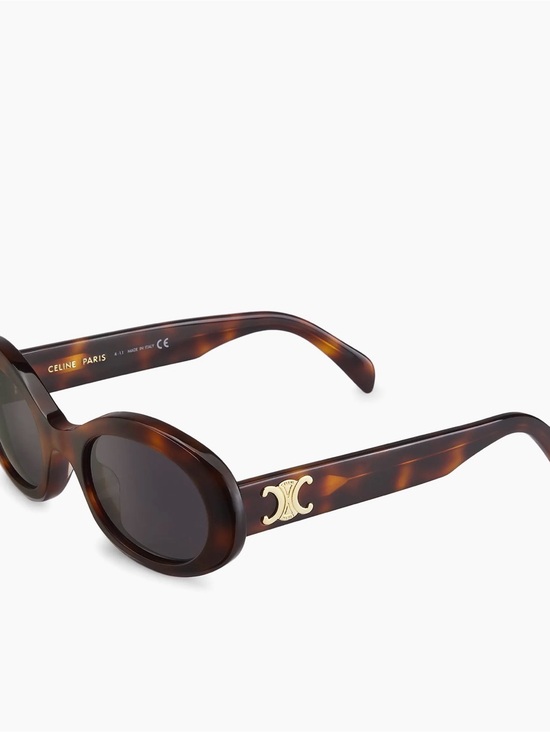 Celine Accessories - Celine Tortoiseshell Brown Oval Logo Sunglasses